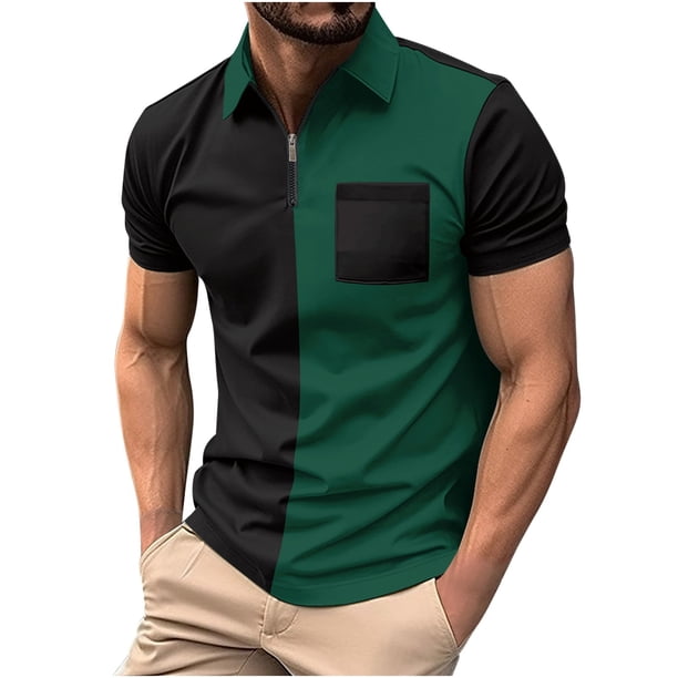 Camisas de Manga Corta de los Hombres Turn-Down Cuello Blusa, Ligero Poliéster Casual de Manga Corta Blusa