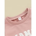 thumbnail image 6 of Bslissey Toddler Baby Girls Summer Clothes Short Sleeve Letter Print T-shirt with Elastic Waist Solid Color 2Pcs Outfits Infant Casual Short Pants Sets 6M 12M 18M 24M 3T, 6 of 9
