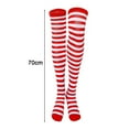 thumbnail image 6 of 1 Pair Striped Stockings Green White Contrast Color High Elasticity Anti-slip Over Knee Length Soft Breathable Holiday Christmas Stage Performance Party Long Thigh Socks, 6 of 7