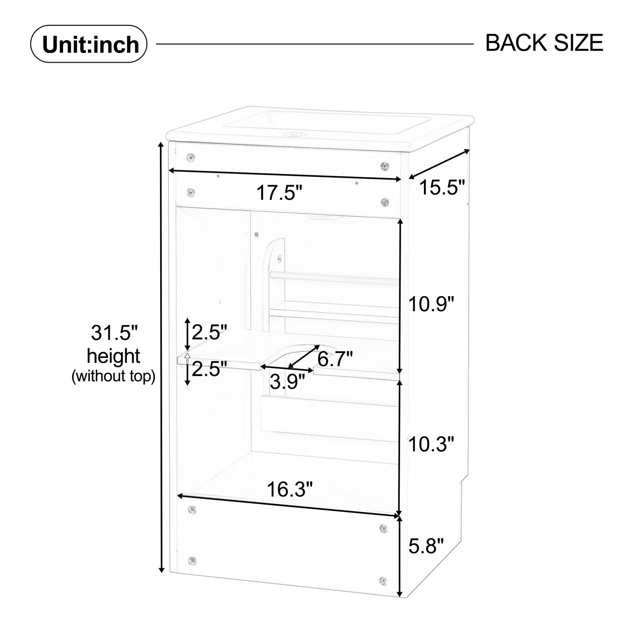 Vale Modern 18" Bathroom Vanity Cabinet with Ceramic Sink, Soft-Close Door, and Adjustable Storage, White