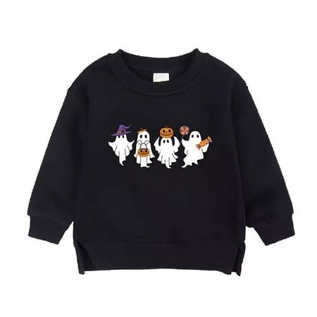 

UACY Baby Toddler Kid Boy Girl Sweatershirt Pullover Girl s Hallo-ween Print Solid Color Long Sleeve Drop Shoulder Sweatshirt Pullovers(C 12-24 Months)