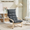 thumbnail image 3 of Modern Dark Grey Accent Chair - Linen-Feel Lounge Chair with Curved Wood Arms & Rocking Motion - Living Room, Bedroom Seating (178 characters), 3 of 7