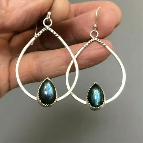 K-KED 925 Silver Turquoise Ear Hook Women Earrings Wedding Dangle Drop Delicate Jewelry A Pair-#2