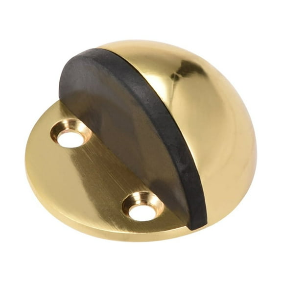 Unique Bargains Floor Door Stopper with Rubber Bumper Adhesive/Screw Mounted Gold Tone