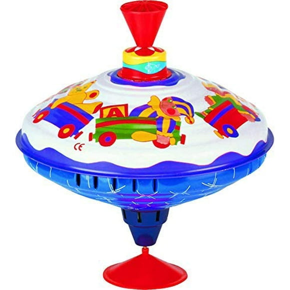 Bolz Playbox Music Spinning Tin Top Toy, Multicolored
