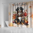 thumbnail image 4 of Hello Fall Bernese Mountain Dog Scarf Welcome Autumn with Leaves Pumpkins Shower Curtain Berner Lover Gifts Waterproof Bathroom Bathtub Curtain - 00011, 4 of 5