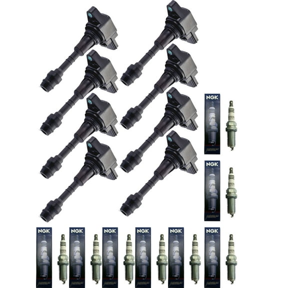 Set of 8 ISA Ignition Coils and 8 NGK Spark Plugs Compatible with 2007-2010 Infiniti QX56 Base Sport Utility 4-Door Replacement for UF551