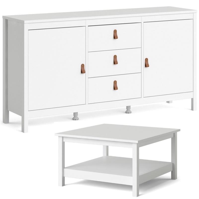 Home Square 2 Piece Furniture Set with Sideboard and Coffee Table in White