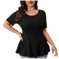 thumbnail image 3 of Aloohaidyvio Women Summer Plus Size Tops Oversized Short Sleeve Peplum Tunic T Shirt Casual Loose Fit Blouse 2XL, 3 of 6