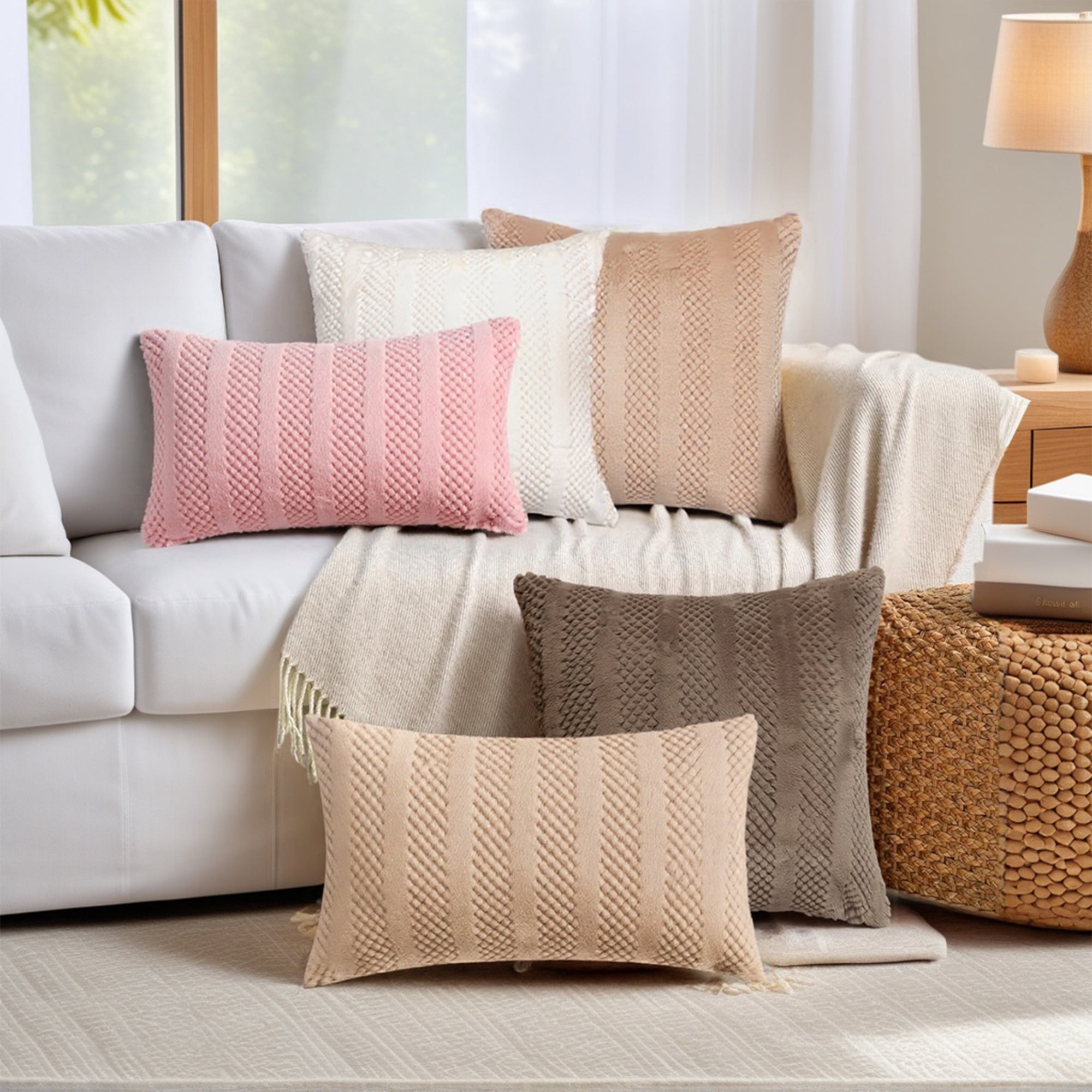 Unique Bargains Soft Plush Throw Pillow Covers Decorative Brown 18" x 18"