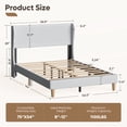 thumbnail image 3 of Bestier Full Size Corduroy Bed Frame with Wingback Headboard, Upholstered Platform Bed with Wood Slats, No Box Spring Needed, Light Gray, 3 of 10