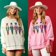 thumbnail image 6 of Women's Holiday Sequins Nutcrackers Sweatshirt Long Sleeve Crewneck Christmas Pullover Sweater Top for Holiday Party, 6 of 9