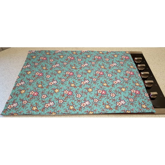 Spring Flowers Stove Top / Cook Top Cover & Protector by Penny's Needful Things (Teal)