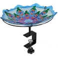 thumbnail image 6 of Sunnydaze Staked or Deck Mount Glass Outdoor Bird Bath Bowl, Exquisite Feathers, 6 of 8