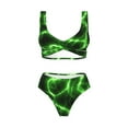 thumbnail image 4 of Daiia Green Lightning Women's Bikini Set Two Piece Swimsuit High Waisted Bikini Adjustable Straps Bikini Perfect for Beach, Pool, and Summer Vacation-Large, 4 of 9