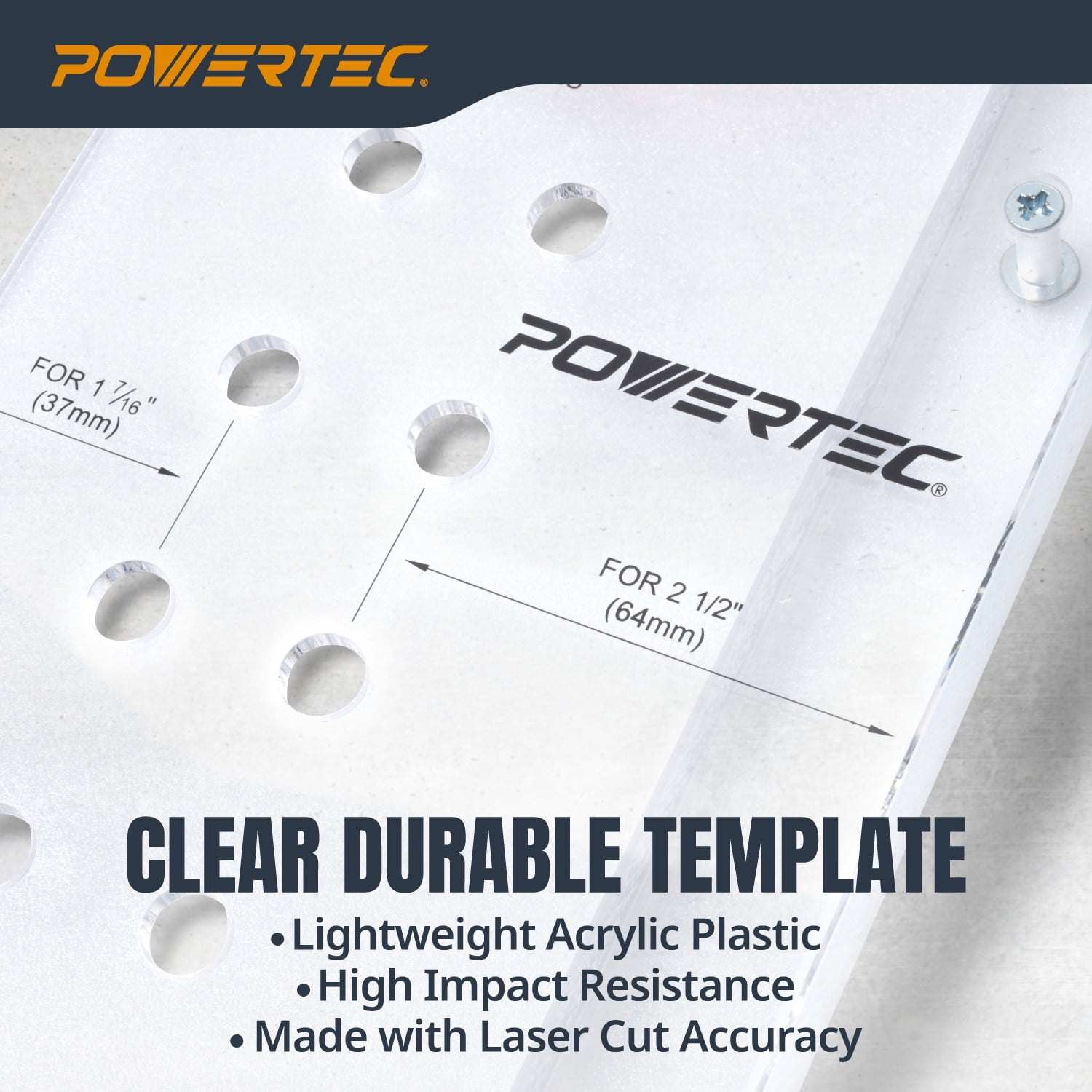 POWERTEC Shelf Pin Jig with 1/4" Self Pin Bit, Self Centering Drill Bit for 3/8' Holes (71653)