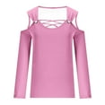 thumbnail image 5 of Samickarr Cold Shoulder Tops for Women Long Sleeve V Neck Crisscross Casual Shirt Fall Fashion Solid Color Loose Outfit, 5 of 5