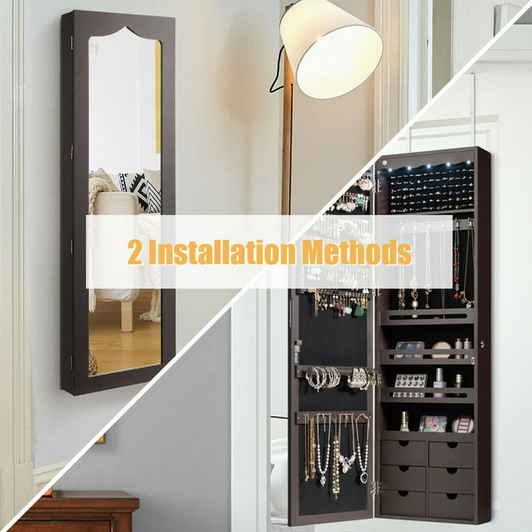 Giantex Large Jewelry Cabinet: Wall/Door Mounted, Lockable Giantex Large Jewelry Cabinet: Wall/Door Mounted, Lockable