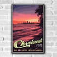 thumbnail image 2 of Cleveland Ohio Vintage Travel Poster / Postcard WPA Style Lake Erie Sunrise Retro, 2 of 4