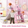 thumbnail image 3 of XJD Toddler Slide for Age 1-3 Baby Indoor Outdoor Playset Plastic Foldable Slides for Kids Backyard Climber Set with Stairs Basketball Hoop and Ball for Boys and Girls (Pink), 3 of 8