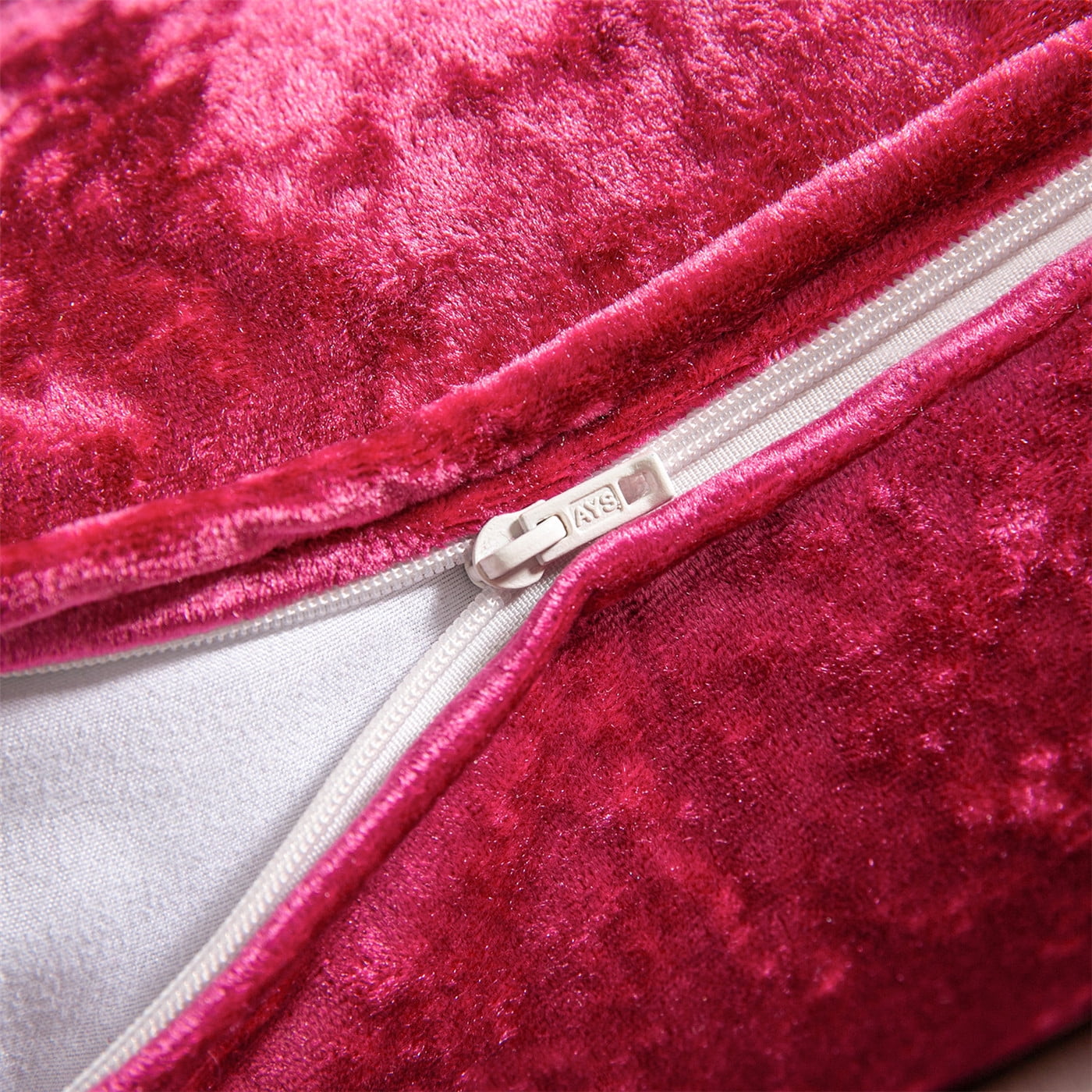 Phantoscope Shiny Crushed Velvet with Trim Series Decorative Throw Pillow, 22" x 22", Hot Pink, 2 Pack