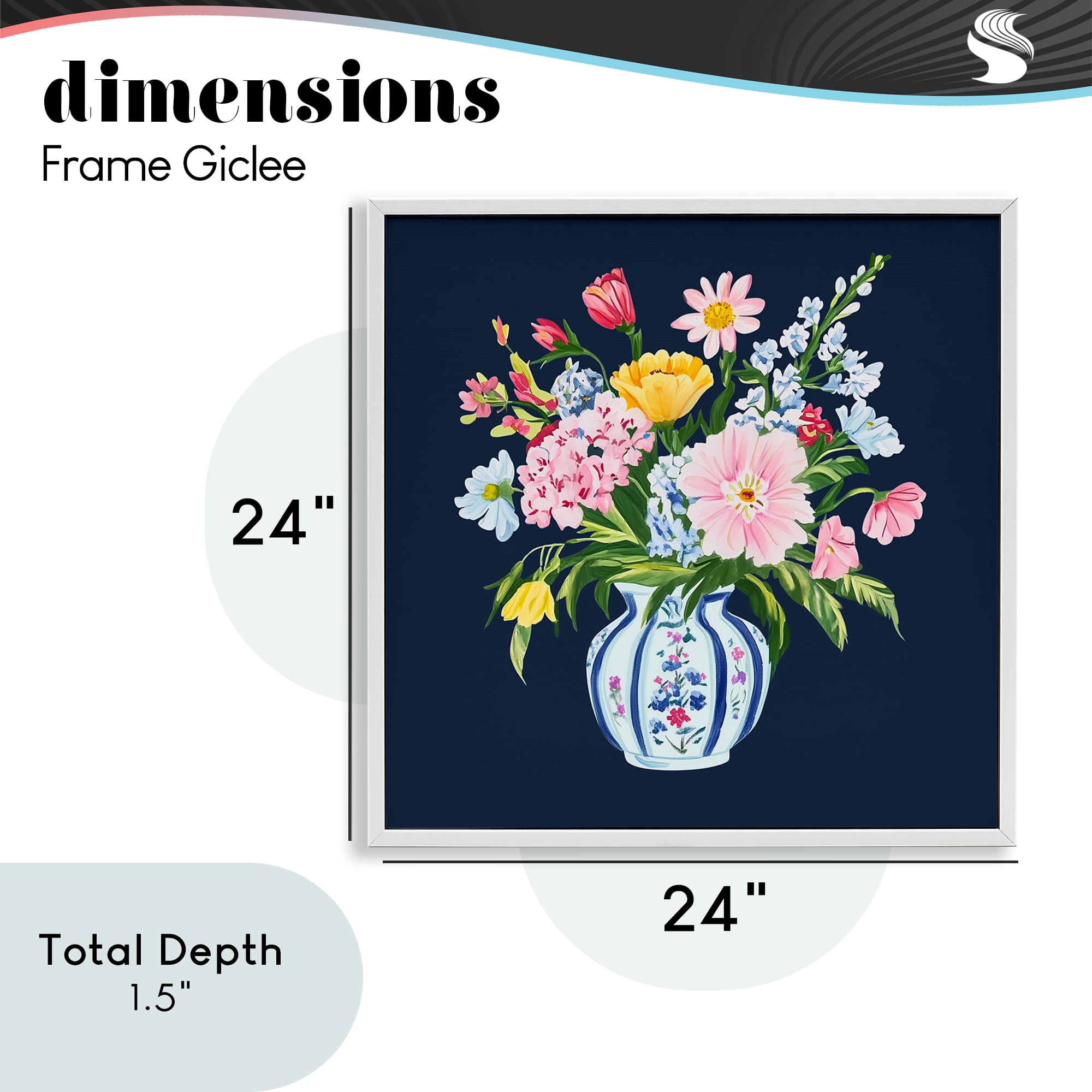 Spring Elegance Chinoiserie Vase White Framed Giclee Art, design by Yen