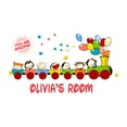 thumbnail image 1 of Personalized Name Girly Wall Decal Happy Kids Sitting on a Colorful Train Custom Name Bedroom Wall Decal for boys and girls Train You are Amazing Themed Kids Room Décor - Size: 30 In x 15 In, 1 of 5