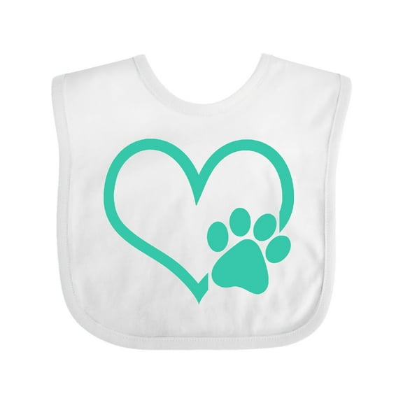 Inktastic Teal Heart With Paw Print Boys or Girls Baby Bib