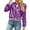 Y-Purple3689, variant on Women Autumn Winter V Neck Zipper Patchwork Sequin Long Sleeve Jacket Solid Color Female Outwear