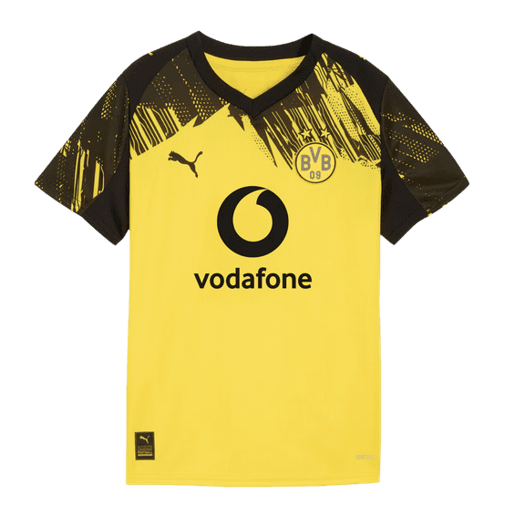 PUMA Borussia Dortmund Home Big Kids' Soccer Jersey 25/26 (Faster Yellow-PUMA Black, YS)