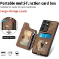 thumbnail image 4 of Phone Case for Samsung Galaxy S21 Ultra 5G Wallet Cover with Screen Protector and Wrist Strap Lanyard RFID Credit Card Holder Ring Stand Cell Accessories S21ultra 21S S 21 21ultra G5 Women Men Brown, 4 of 7