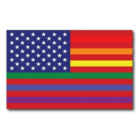 Magnet Me Up Gay Pride LGTBQ Rainbow American Flag Vinyl Automotive Magnet Decal, 5x8 In