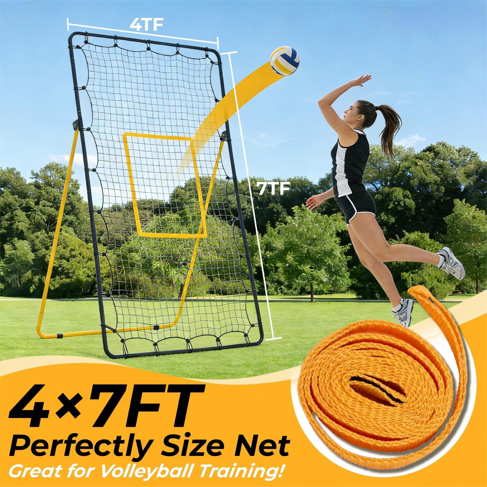 CONCETTA Volleyball Rebounder Net, Adjustable Angle Ball Return Equipment for Indoor Outdoor Use, Durable & Portable with Carry Bag