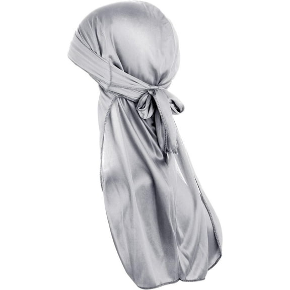 Silky Durag for Men Silk Bonnet 360 Waves Ultra-Soft Wave Cap Premium Satin Durags Extra Long Tails(Black)