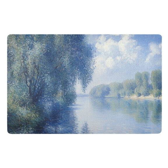 Yayeee Doormat for Indoor Entrance 32" x 20" Non Slippery Floor Rug, Plants and River