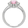 thumbnail image 2 of 10K White Gold Natural Pink Sapphire Floral Halo Ring Oval 8x6mm Diamond Accents, size 7.5, 2 of 4