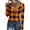 Orange#004, variant on Stichou Fall Shirts for Women Henley Plaid Slim Fit Long Sleeve Comfy Tops Loose Fit Button Blouse Fashion Outfits Pink 2XL