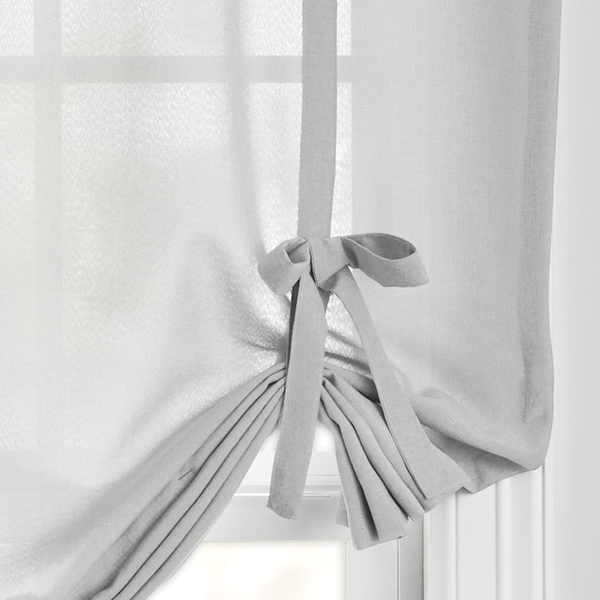 Mainstays Tie Up Balloon Shade Soft Silver Light Filtering Pole Top 1 Piece, 42" W x 63" L