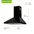 thumbnail image 2 of Campana para cocina de pared piramidal 60 cm Acero Inoxidable, 3 Velocidades, Doble Filtro de malla lavable y Filtro de carbón activado, Luz LED, Extrae y Purifica Negro AVERA CEP60N, 2 of 10