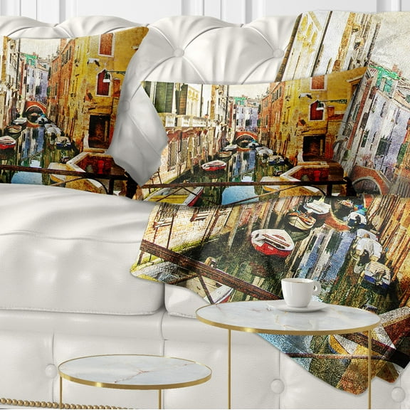 Designart Amazing Venice - Cityscape Throw Pillow - 12x20