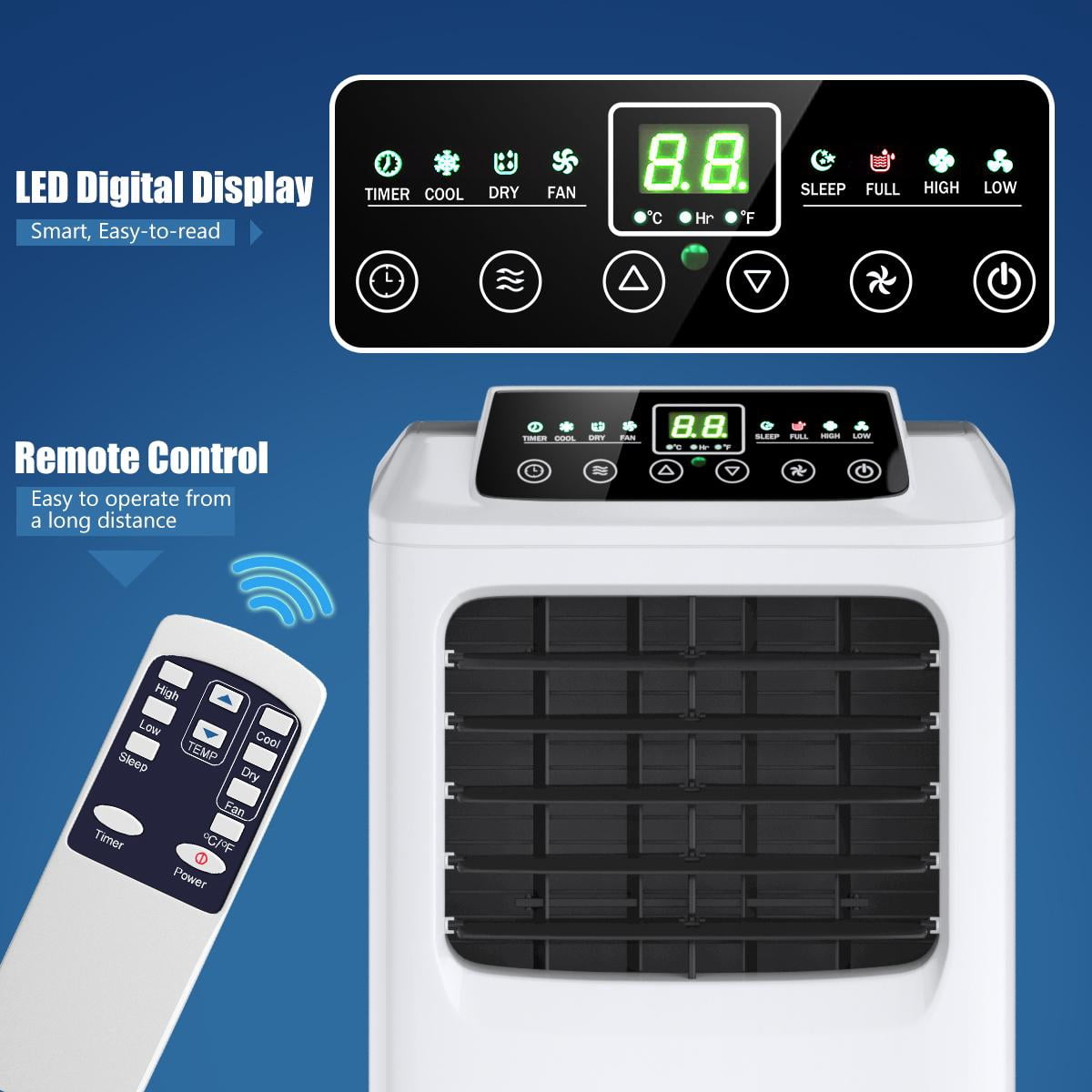 Giantex 9000BTU Portable Air Conditioner, 3-in-1 Floor AC Unit w/Dehumidifier Modes, Easycool Quiet AC Unit