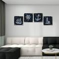 thumbnail image 3 of Nautical Wall Art Decor Painting Pictures Print On Canvas, Navy Blue Framed Canvas Wall Art for Home Decoration Living Room Bedroom Artwork, 3 of 6