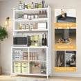 thumbnail image 4 of 73'' Tall Kitchen Bakers Rack with Flip Door Cabinet, 6 Tier Multifunctional Microwave Stand Buffet, Coffee Bar, Kitchen Pantry Storage Cabinet Shelf, Quick Assembly, White, 4 of 7