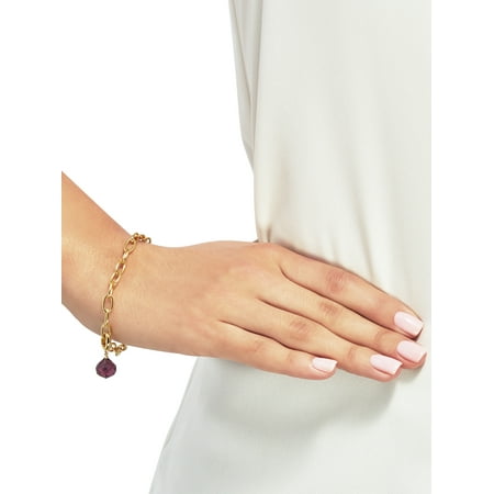 Brilliance Fine Jewelryâ¢ Sterling Silver & 14KT Gold Plated Purple Glass Briolette Charm