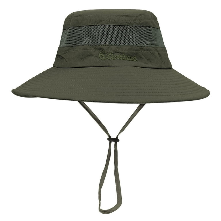 American Trends Sun Hats for Men Women Wide Brim Fishing Hat Summer Bucket Hat Boonie Hat Outdoor UPF 50+ Sun Protection Safari Sun Hat Army Green