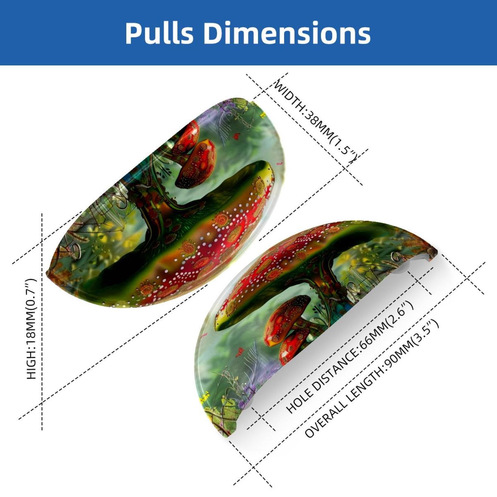 PhooArto 6 Pcs Cup Drawer Pulls, Forest Rainbow Mushroom Painting Shell Shape Handles Cabinet Knobs for Dresser Cupboard Closet Wardrobe with Screws
