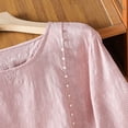 thumbnail image 6 of Zysthvn Casual Shirts for Women 3/4 Sleeve Plus Size Cotton Blend Embroidered T Shirts for Women Breathable Solid Crew Neck, 6 of 9