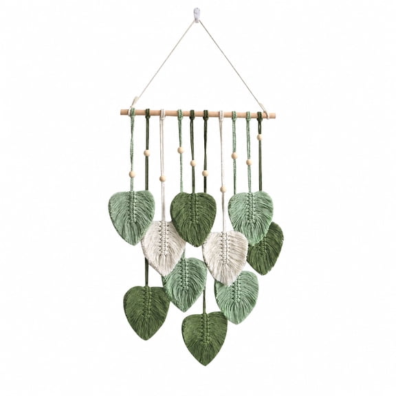 DIY Macrame Leaf Wall Hanging Kit for Beginners, Boho Feather Wall Decor Craft Set with Cotton Rope, Wooden Beads and Instructions