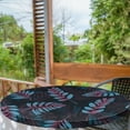 thumbnail image 2 of Ambesonne Nature Abstract Fitted Round Tablecloth, Foliage at Night, 36"- 40" Diameter, Raspberry Pale Blue Black, 2 of 5