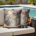 thumbnail image 4 of Pink Summer Floral Outdoor Waterproof Pillow Covers, Spring Flowers Forest Decorative Square Throw Pillowcase Sofa Cushion Sham for Patio/Couch/Chair, 20"x20" 2 Pack, 4 of 8